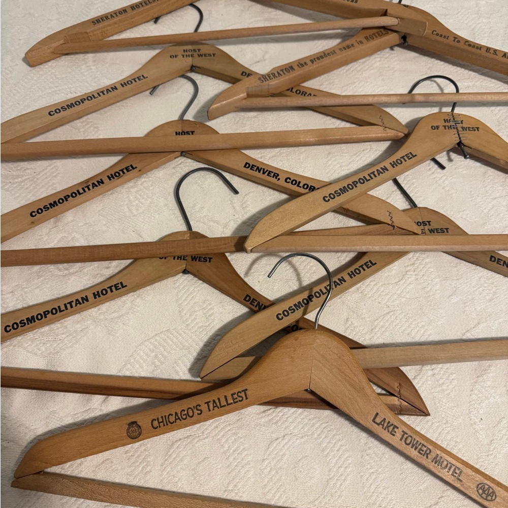 Set‎ of 8 Vintage Wooden Hotel Hangers